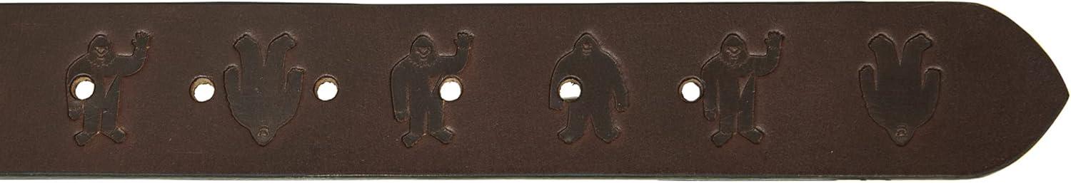 imageEddie Bauer Mens Leather Belt Casual Everyday Jeans Trousers Chinos Metal BuckleEmbossed Sasquatch Brown