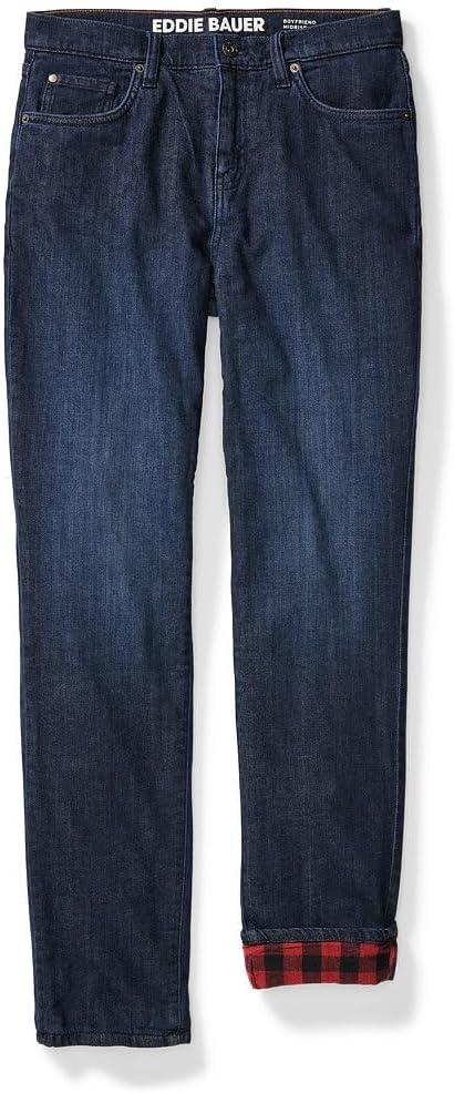imageEddie Bauer Womens Boyfriend FlannelLined JeansWorn Light
