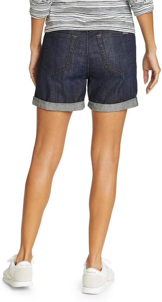 imageEddie Bauer Womens Boyfriend Rolled Denim Shorts Relaxed FitDeep Rinse