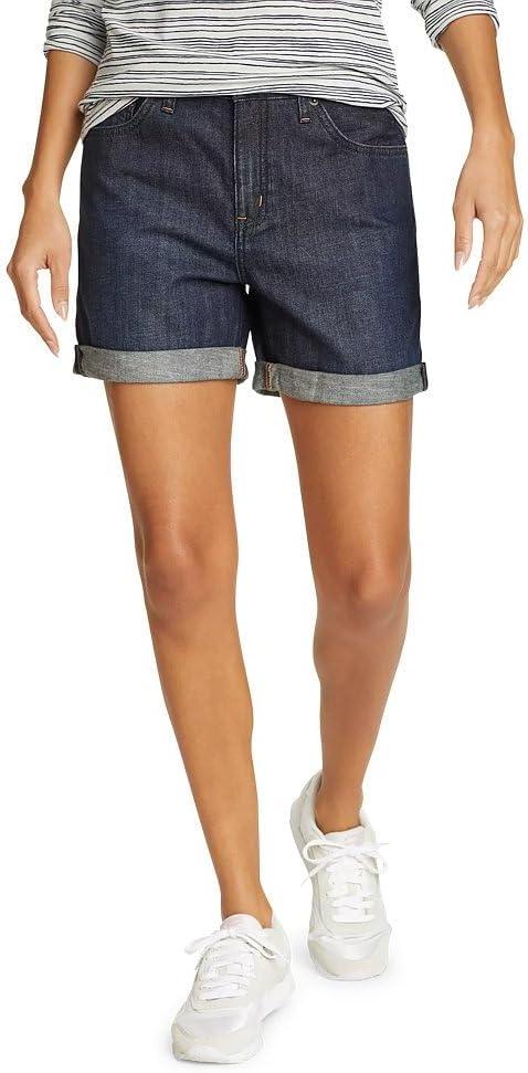 imageEddie Bauer Womens Boyfriend Rolled Denim Shorts Relaxed FitDeep Rinse
