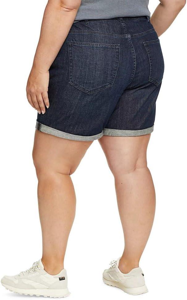 imageEddie Bauer Womens Boyfriend Rolled Denim Shorts Relaxed FitDeep Rinse