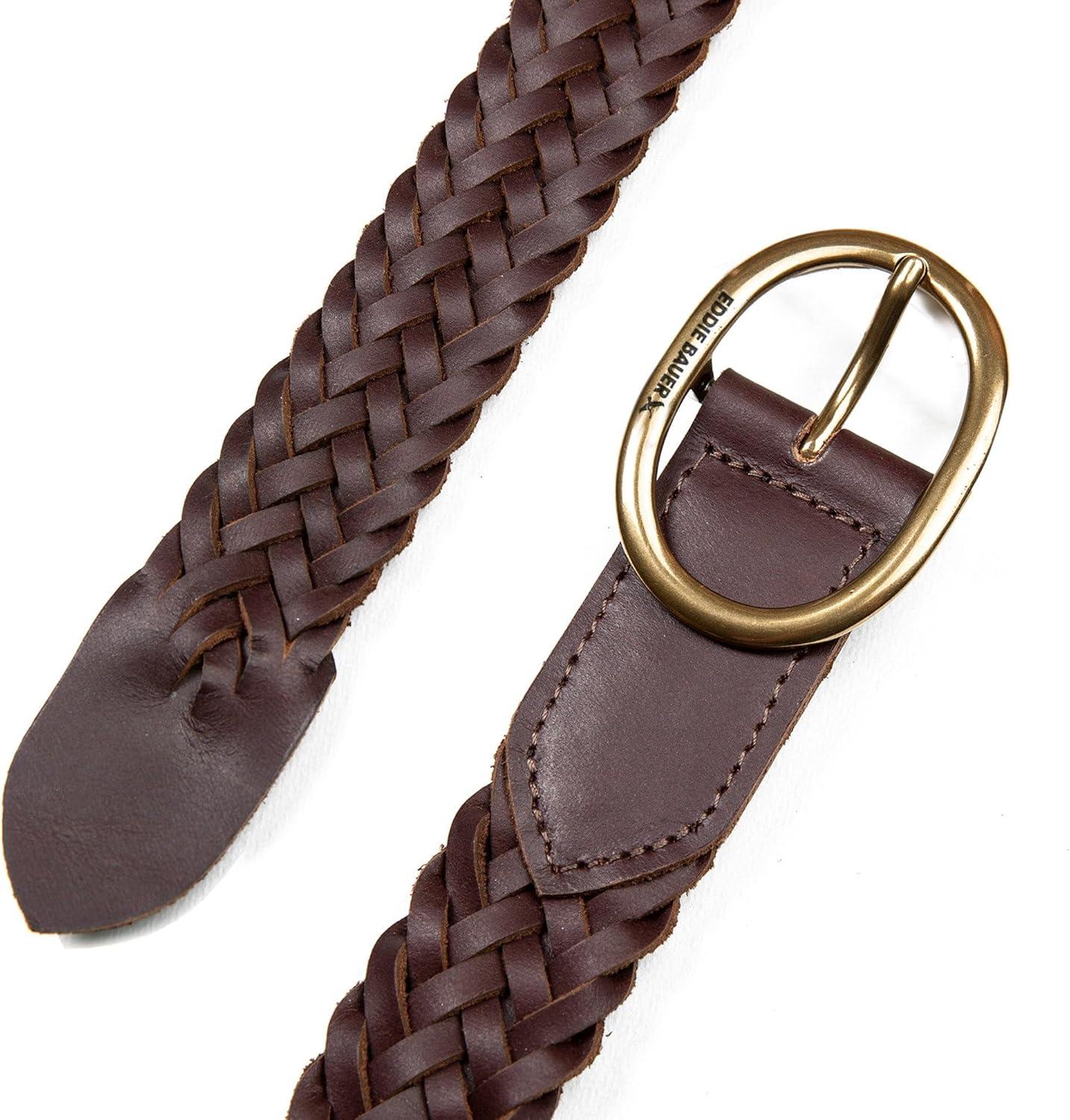 imageEddie Bauer Womens Casual Leather Belts with Durable Metal BuckleCenter Bar Woven Brown