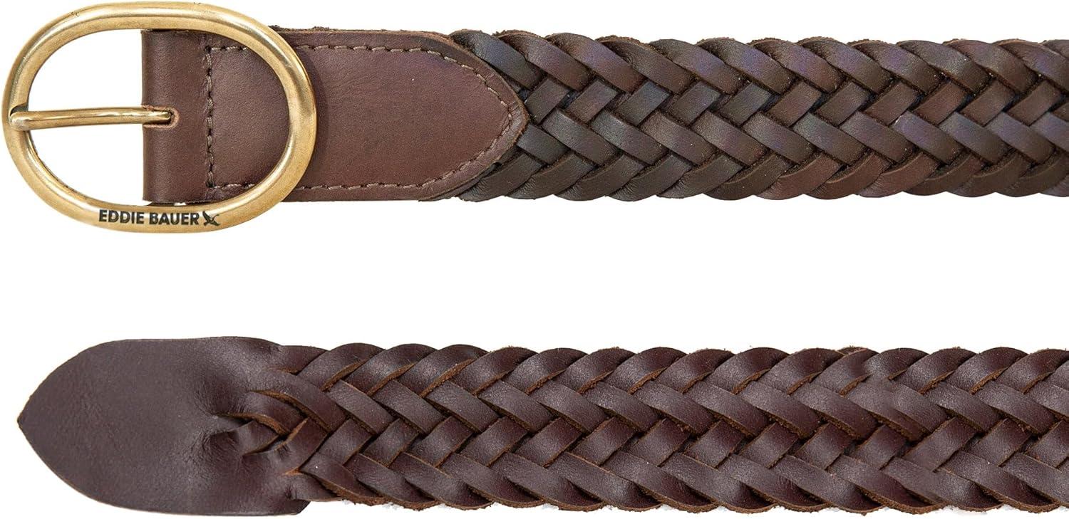 imageEddie Bauer Womens Casual Leather Belts with Durable Metal BuckleCenter Bar Woven Brown