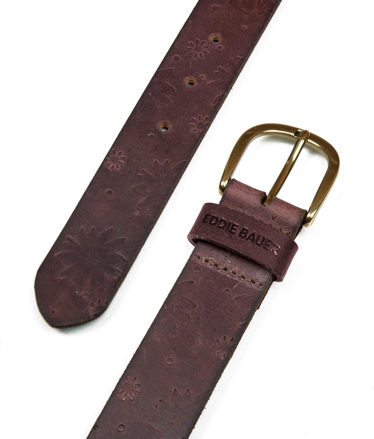 imageEddie Bauer Womens Casual Leather Belts with Durable Metal BuckleFloral Tooled Brown