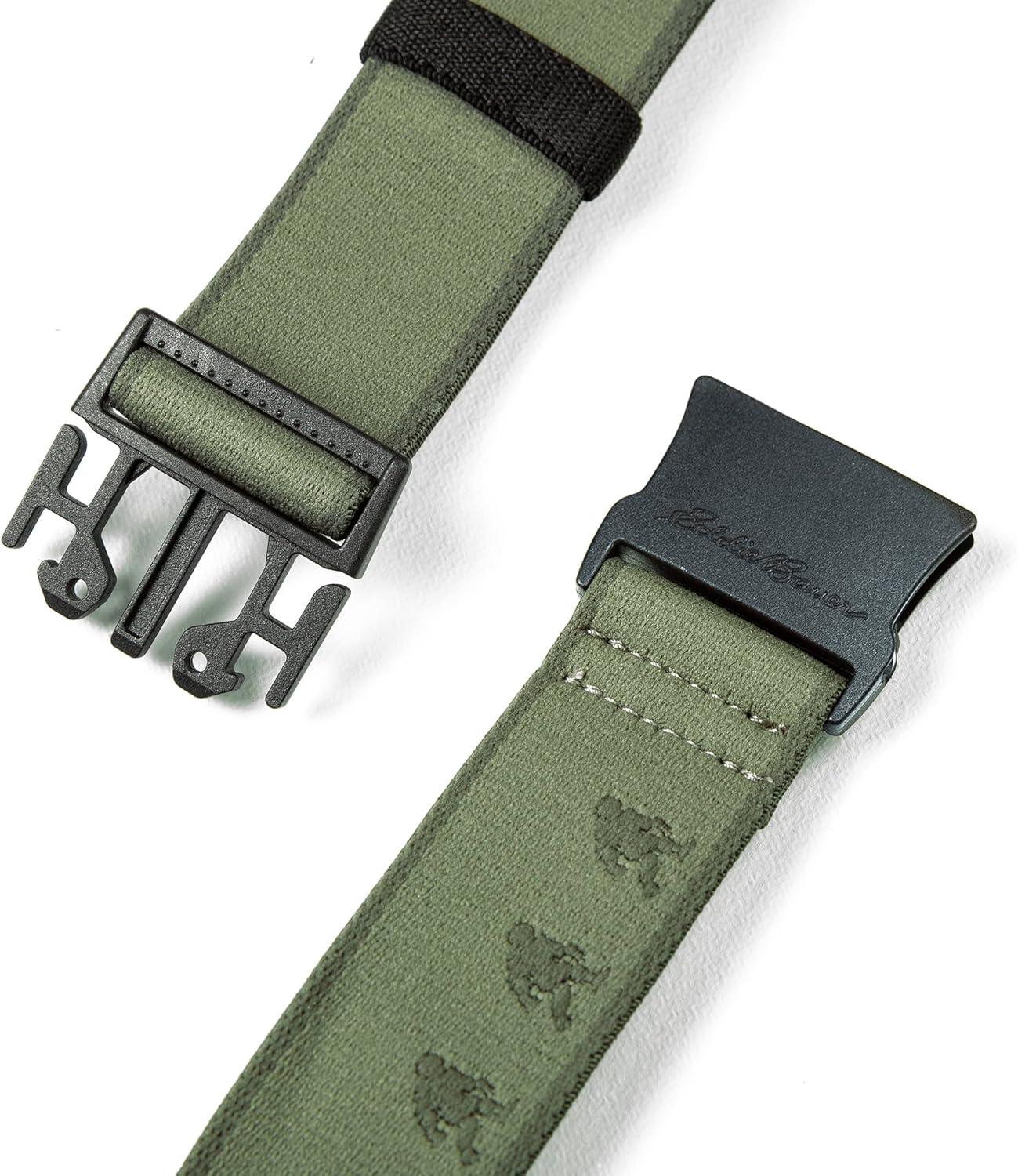 imageEddie Bauer mens Mens Active Stretch Webbing Belts With Quick Release Buckle Multiple Colors One Size Fits MostGreen Sasquatch