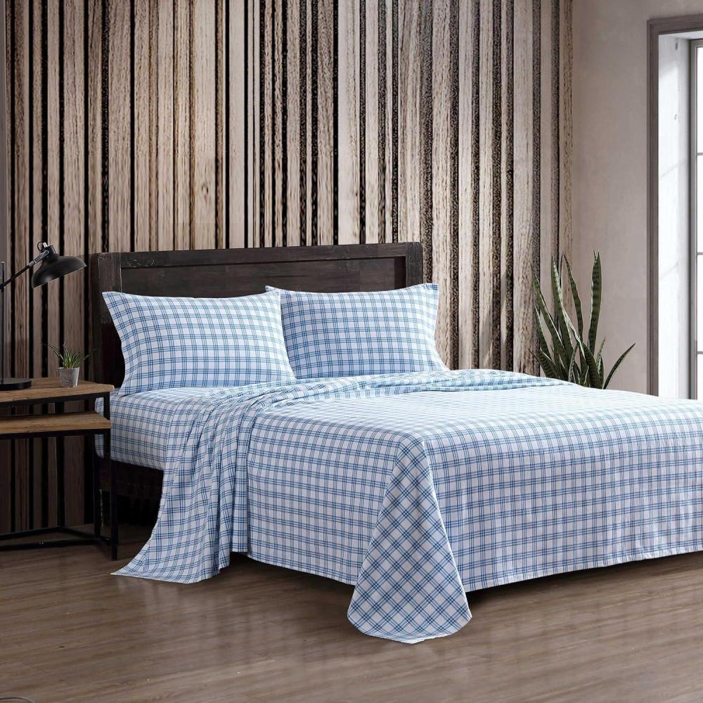 imageEddie Bauer  Twin Sheets Cotton Flannel Bedding Set Brushed For Extra Softness Cozy Home Decor Montlake Plaid TwinArrowhead Tartan Blue