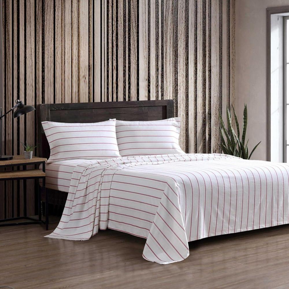 imageEddie Bauer  Twin Sheets Cotton Flannel Bedding Set Brushed For Extra Softness Cozy Home Decor Montlake Plaid TwinCooper Falls Red