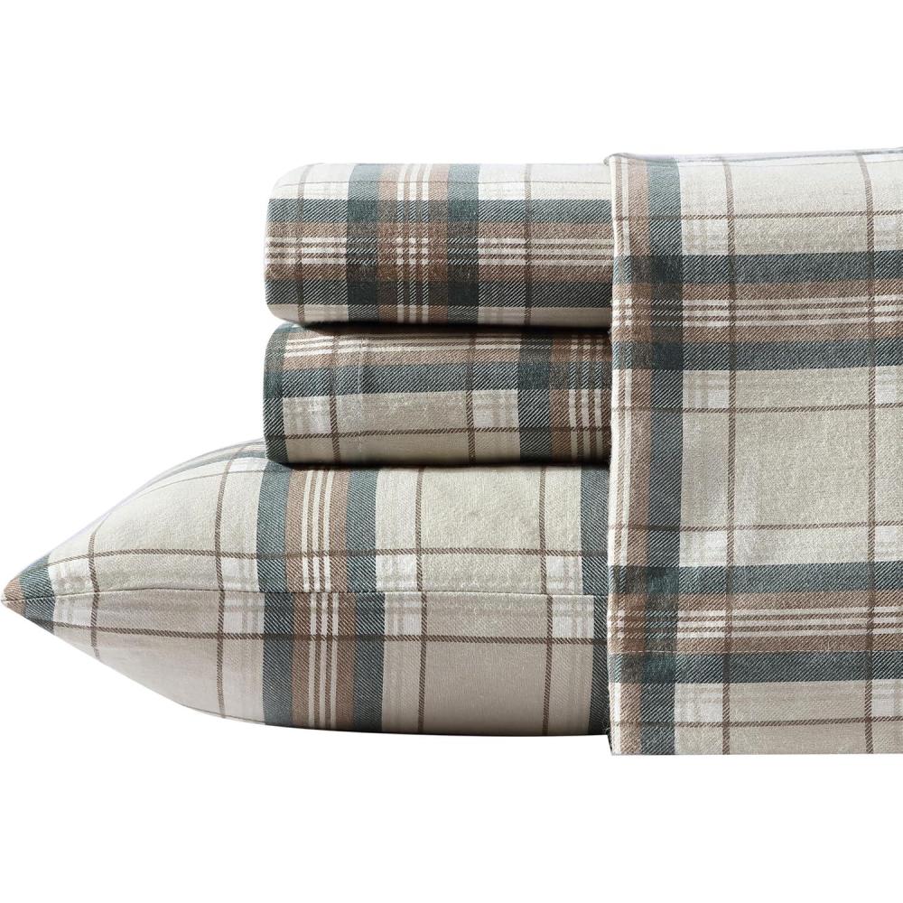 imageEddie Bauer  Twin Sheets Cotton Flannel Bedding Set Brushed For Extra Softness Cozy Home Decor Montlake Plaid TwinEdgewood Plaid