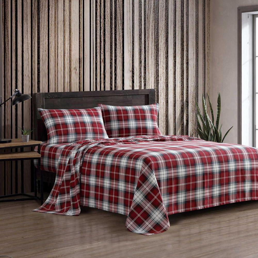 imageEddie Bauer Twin Sheets Cotton Flannel Bedding Set Brushed For Extra Softness Cozy Home Decor Montlake Plaid TwinHeartland Plaid Red