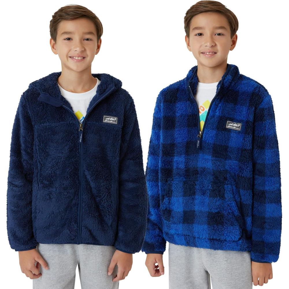 imageEddie Bauer Boys Sweatshirt 2 Pack Hooded Full Zip Hoodie Sweatshirt Quarter Zip Pullover Sweatshirts for Boys 520Navy Blue