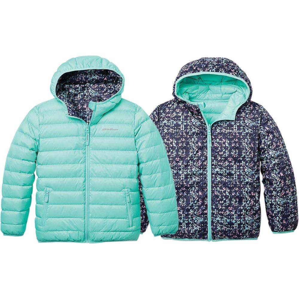 imageEddie Bauer Girls Jacket  CirrusLite Weather Resistant Down Coat for Girls  Insulated Quilted Bubble Puffer 320Aqua  Reversible