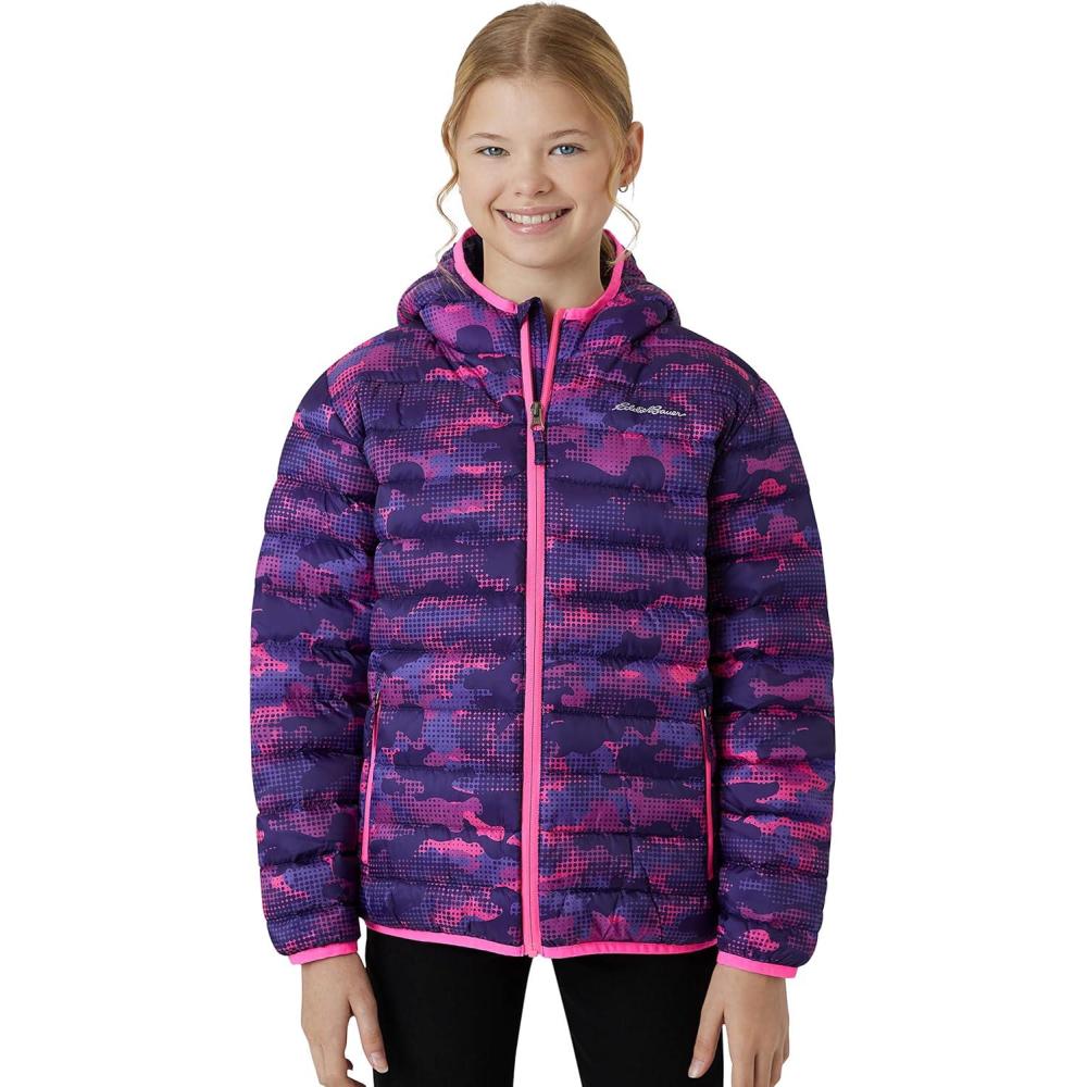 imageEddie Bauer Girls Jacket CirrusLite Weather Resistant Down Coat for Girls Insulated Quilted Bubble Puffer 320Pop Pink