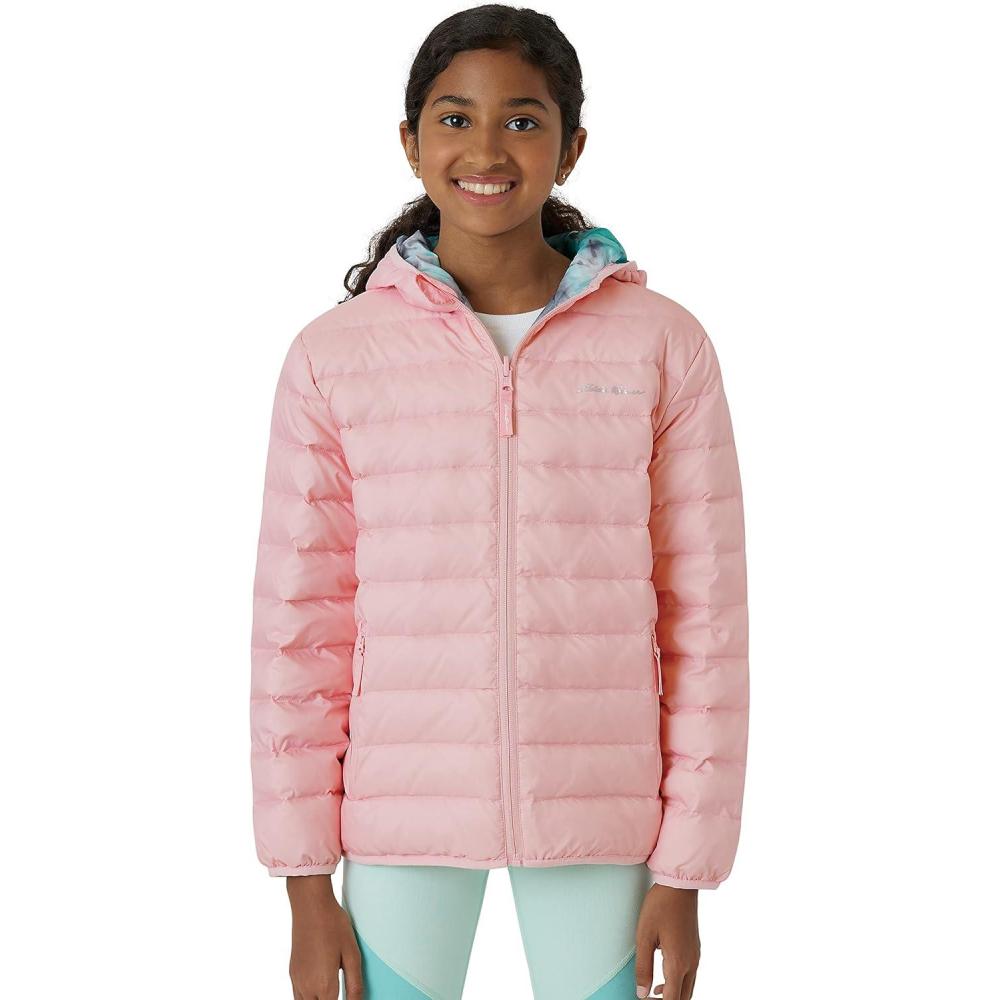 imageEddie Bauer Girls Jacket CirrusLite Weather Resistant Down Coat for Girls Insulated Quilted Bubble Puffer 320Soft Pink Reversible