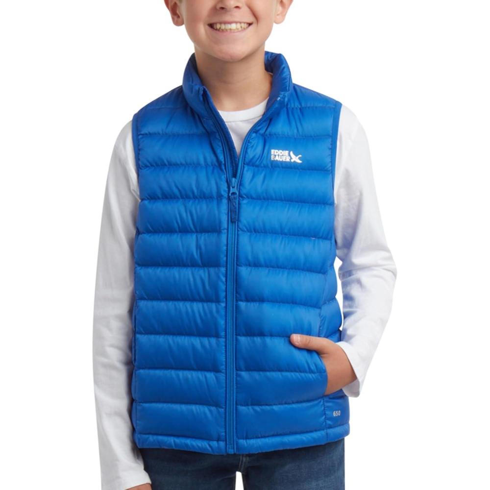 imageEddie Bauer Kids Down Vest CirrusLite Weather Resistant Quilted Bubble Puffer Vest for Boys and Girls 520Nebulas Blue