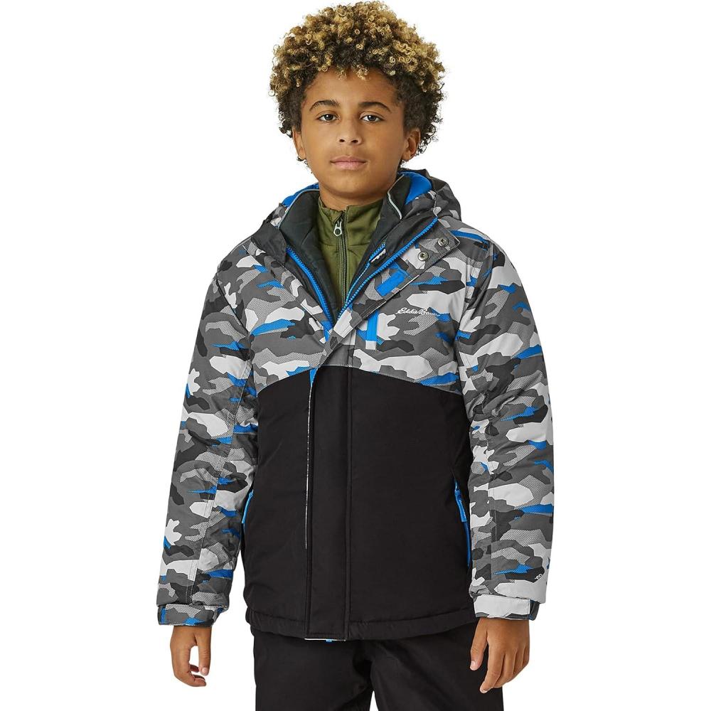 imageEddie Bauer Kids Ski Jacket Waterproof 3 in 1 Insulated Coat with Removable Shell Jacket for Boys and Girls 316Black