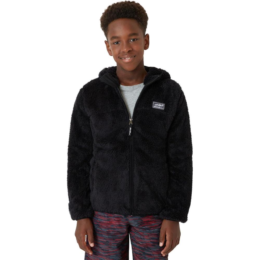 imageEddie Bauer Kids Zip Up Kids Full Zip Ultra Soft Sherpa Fleece Hoodie Sweatshirt for Boys and Girls 520Black