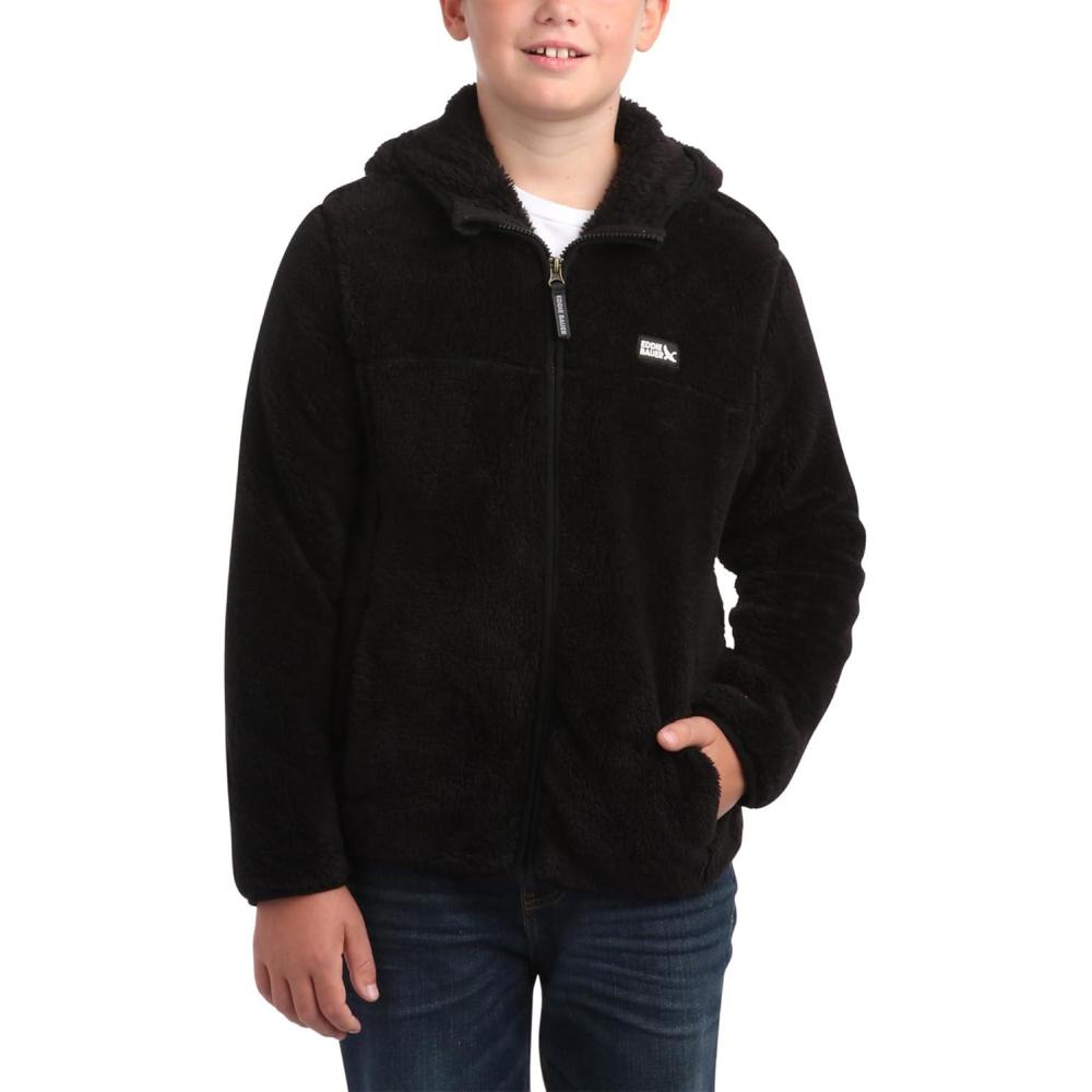 imageEddie Bauer Kids Zip Up Kids Full Zip Ultra Soft Sherpa Fleece Hoodie Sweatshirt for Boys and Girls 520Black Onyx
