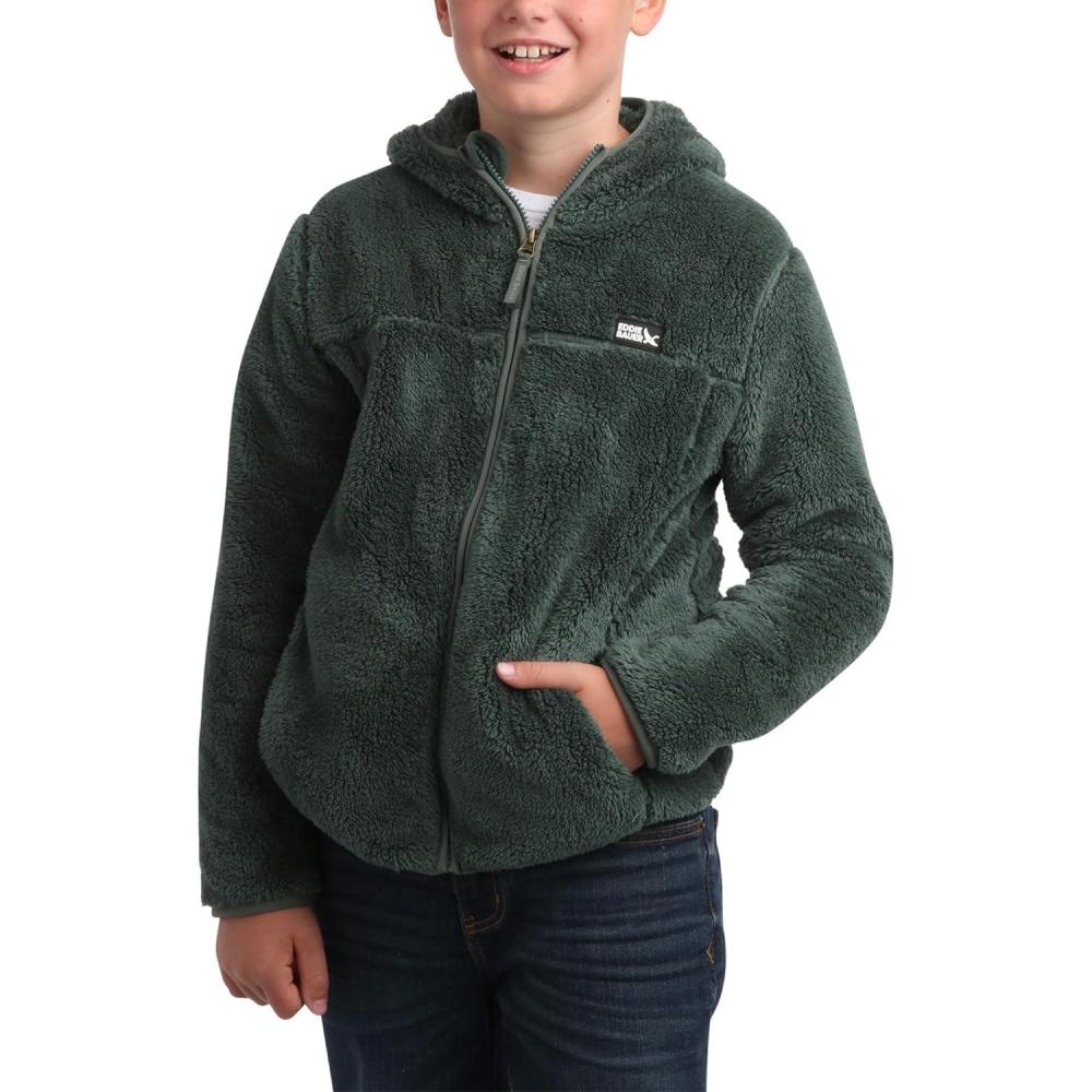 imageEddie Bauer Kids Zip Up Kids Full Zip Ultra Soft Sherpa Fleece Hoodie Sweatshirt for Boys and Girls 520Dark Forest