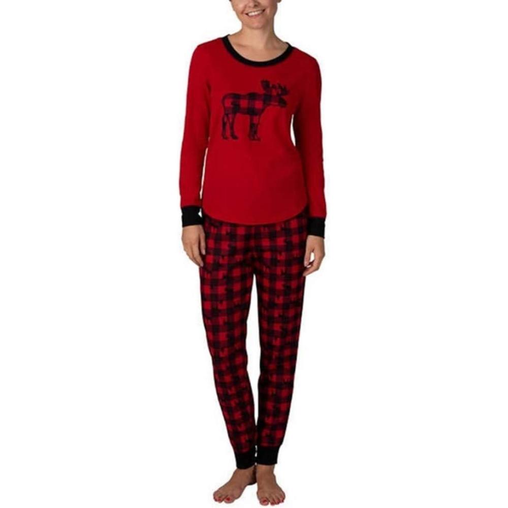 imageEddie Bauer Ladies Family Jogger and Long Sleeve Top Sleep Set L Tango Red