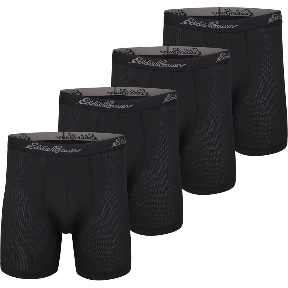imageEddie Bauer Mens 5quot No Fly Performance Boxer Brief Underwear 3 Pack Or 4 PackBrushed Black
