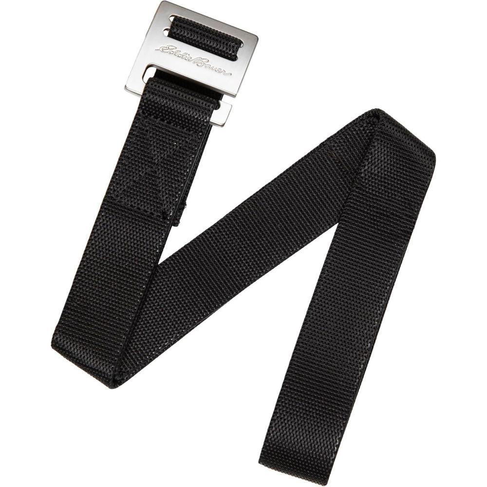 imageEddie Bauer Mens Backcountry Belt  Webbing  Adjustable  Metal Buckle  Active  Outdoor  Casual  HikingMetal Glide  Black