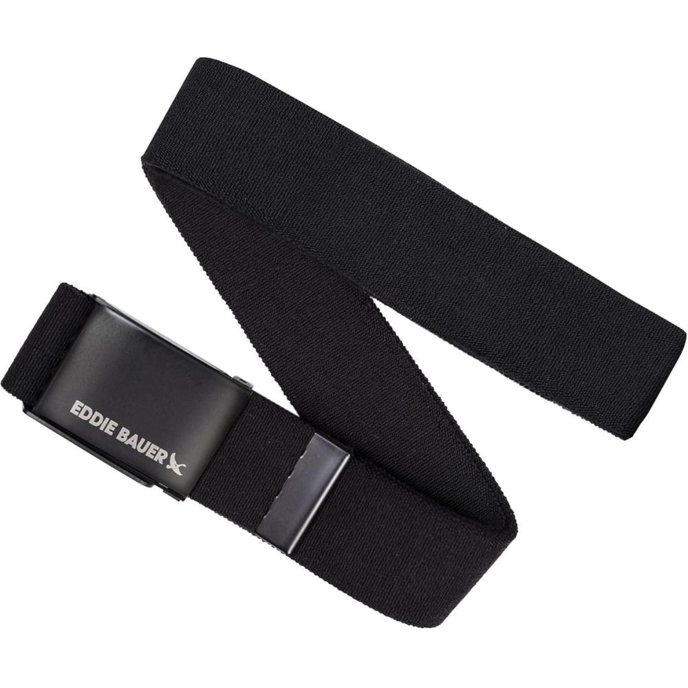 imageEddie Bauer Mens Backcountry Belt  Webbing  Adjustable  Metal Buckle  Active  Outdoor  Casual  HikingMilitary Clamp  Black