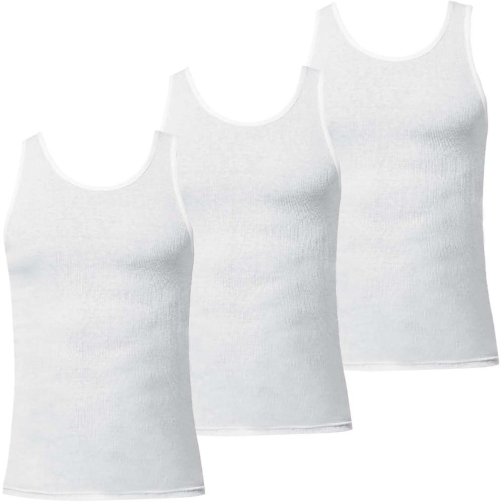 imageEddie Bauer Mens Classic Casual Basic Cotton 6quot Tank Top Sleeveless TShirt 3 Pack UndershirtWhite