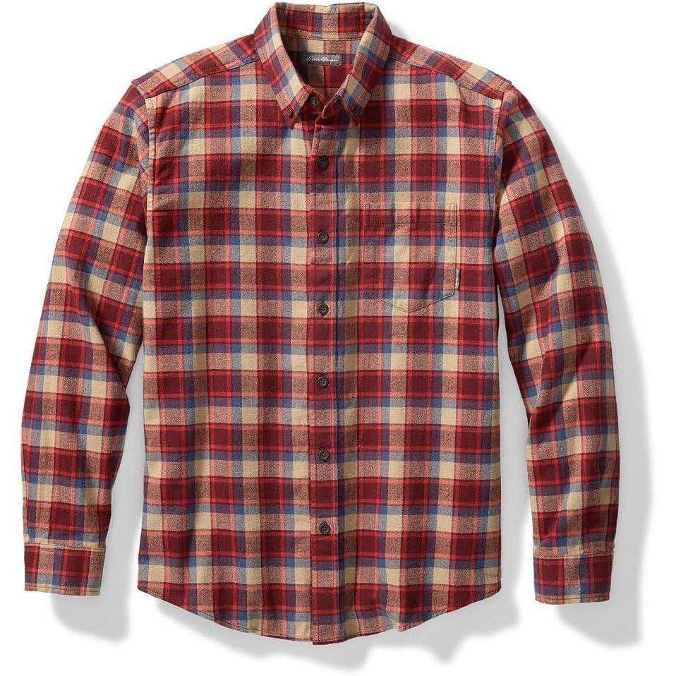 imageEddie Bauer Mens Favorite Classic Fit FlannelPlaidBurgundy