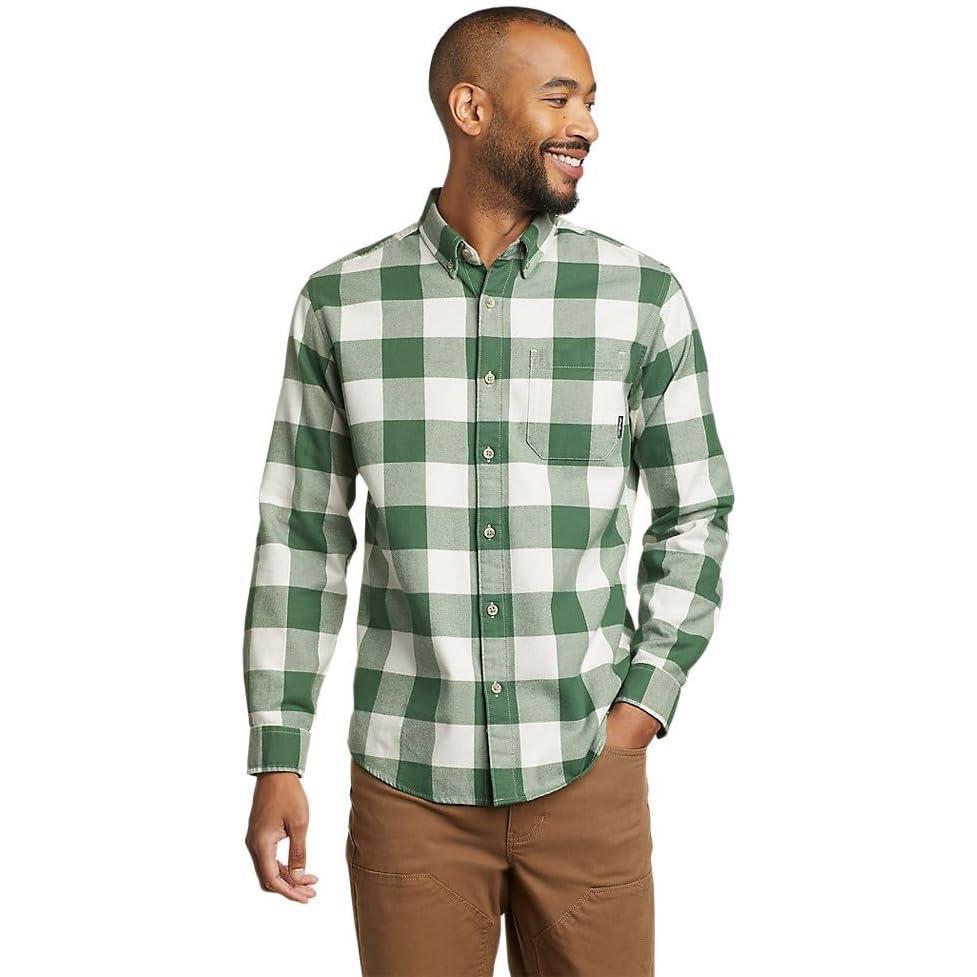 imageEddie Bauer Mens Favorite Classic Fit FlannelPlaidIrish Green