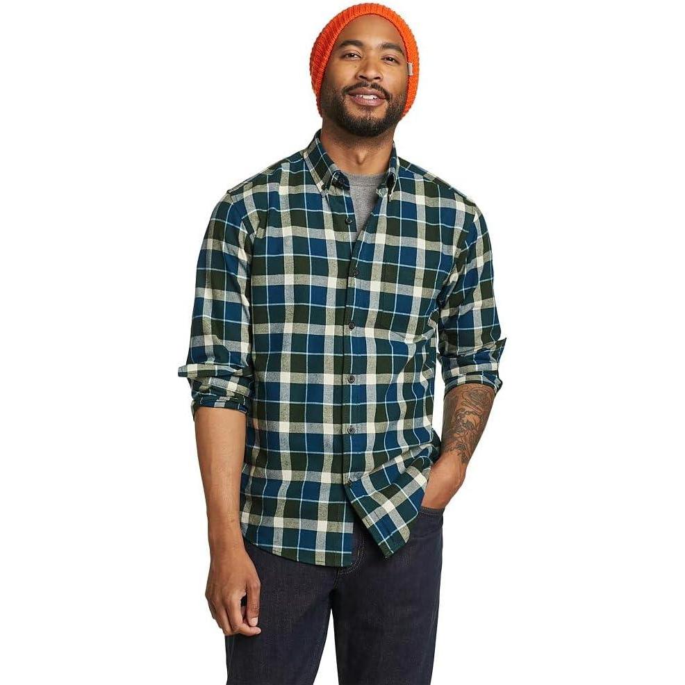 imageEddie Bauer Mens Favorite Classic Fit FlannelPlaidPeacock
