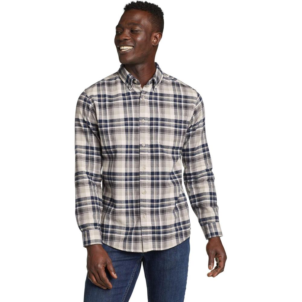 imageEddie Bauer Mens Favorite Classic Fit FlannelPlaidStone