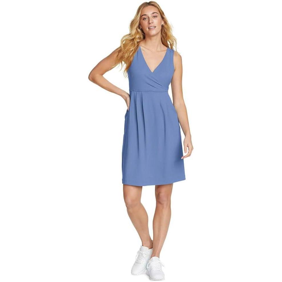 imageEddie Bauer Womens Aster Crossover Dress  SolidBlue Bird