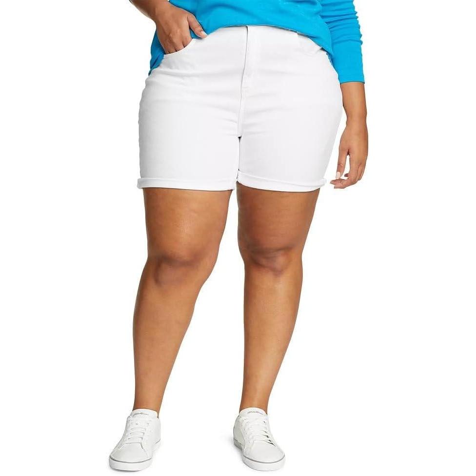 imageEddie Bauer Womens Boyfriend Rolled Denim Shorts  Relaxed FitWhite
