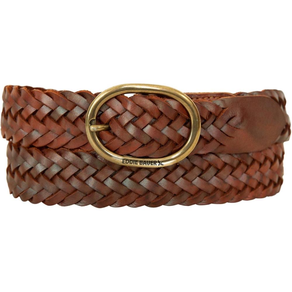 imageEddie Bauer Womens Casual Leather Belts with Durable Metal BuckleCenter Bar Woven Tan