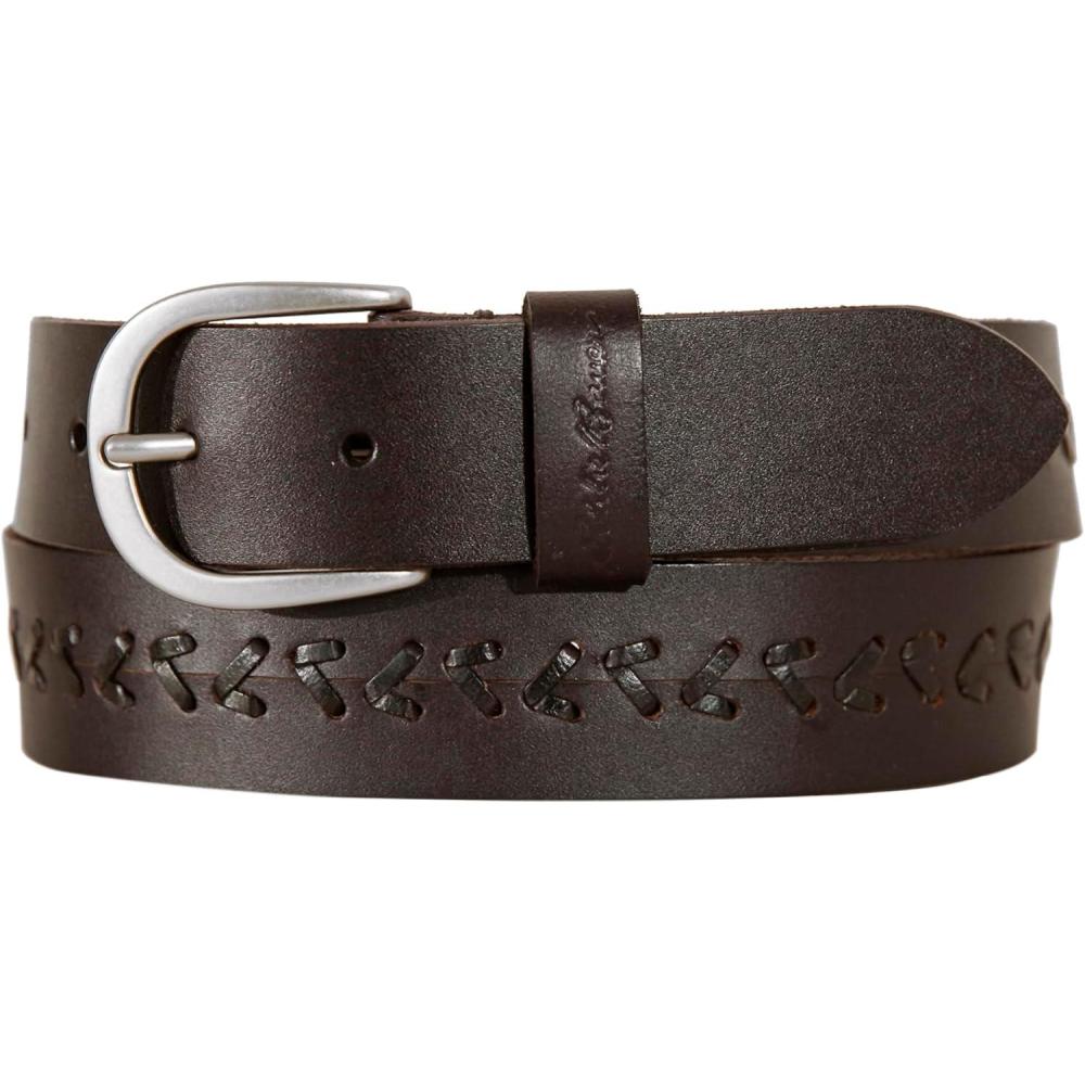 imageEddie Bauer Womens Casual Leather Belts with Durable Metal BuckleCenter Lacing Brown