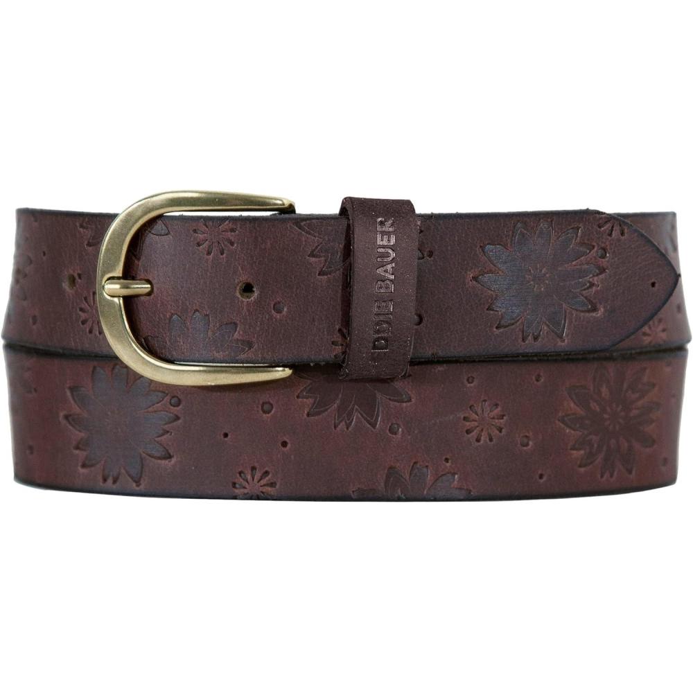 imageEddie Bauer Womens Casual Leather Belts with Durable Metal BuckleFloral Tooled Brown