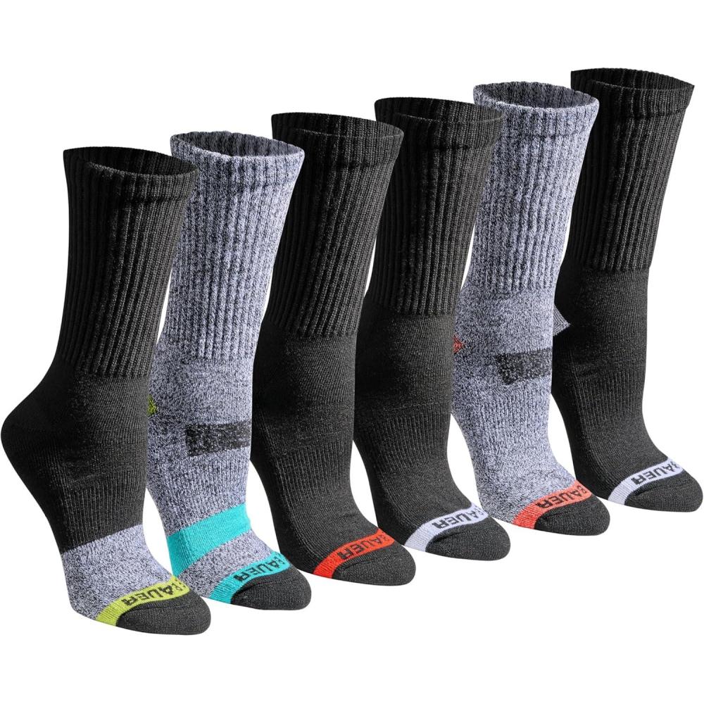 imageEddie Bauer Womens Dura Dri Moisture Control 6pair Crew SocksBlack Marl Assorted 6 Pairs
