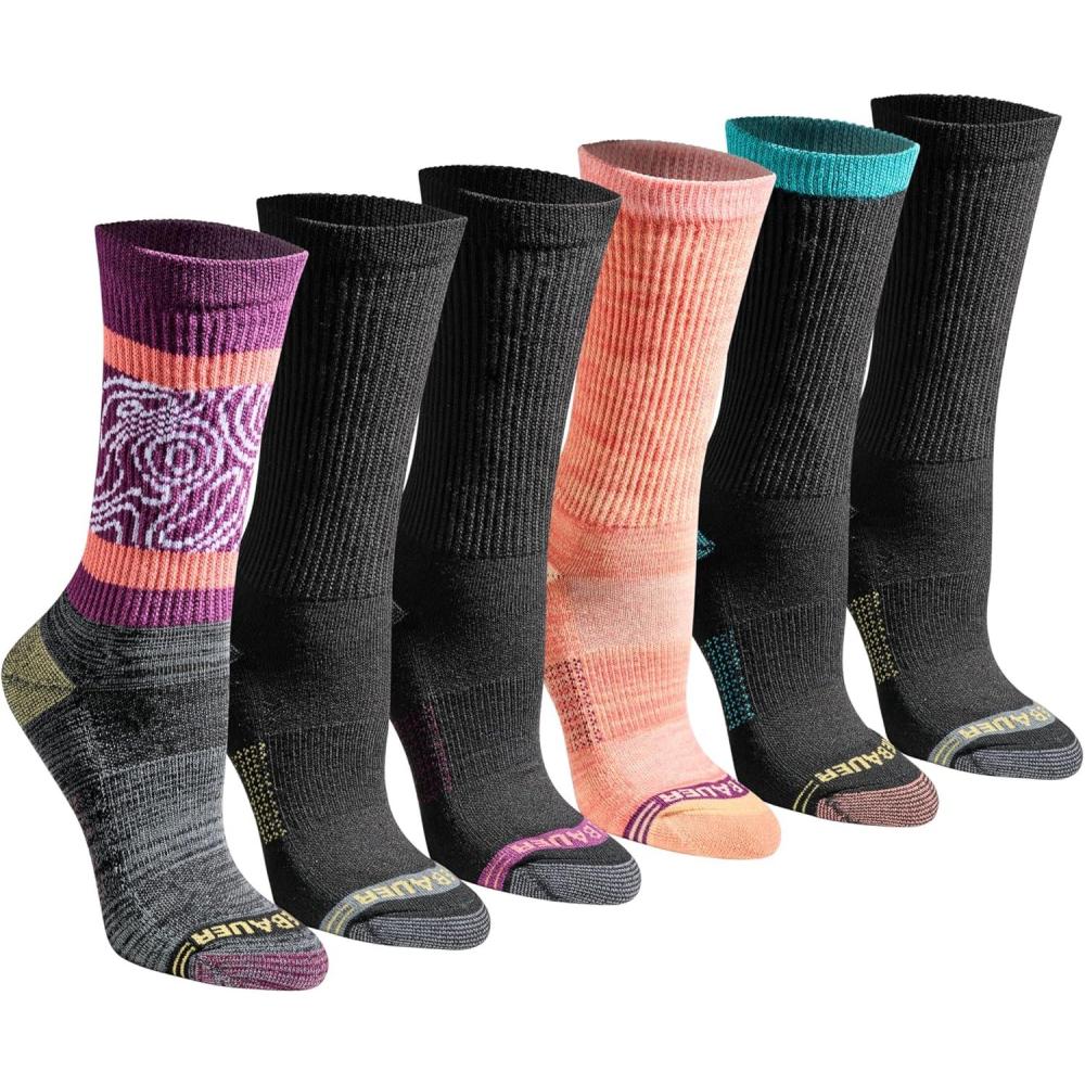 imageEddie Bauer Womens Dura Dri Moisture Control 6pair Crew SocksFashion Black Assorted 6 Pairs