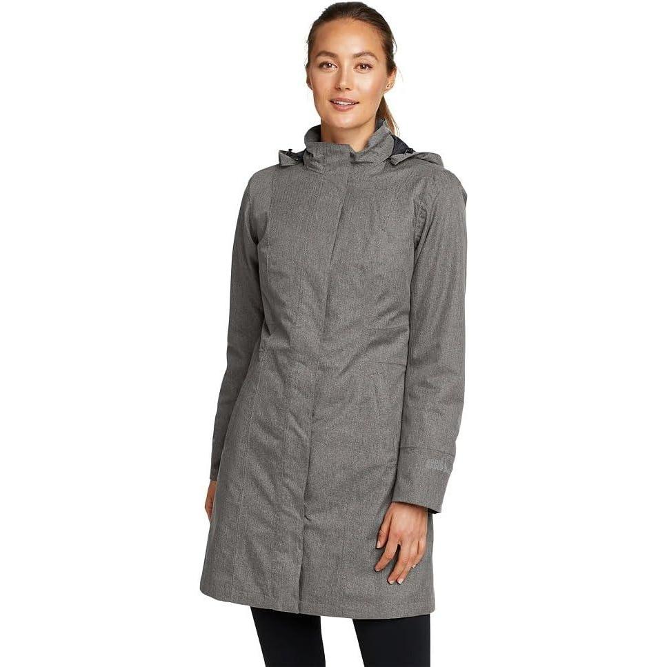 imageEddie Bauer Womens Girl on the Go Insulated Waterproof Trench CoatDk Charcoal Htr