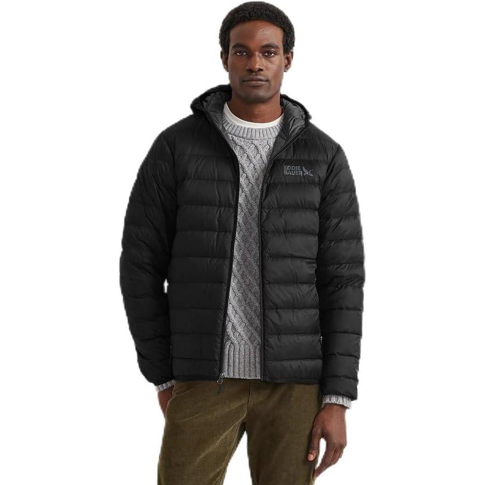 imageEddie Bauer mens Cirruslite Hooded Down JacketBlack Recycled