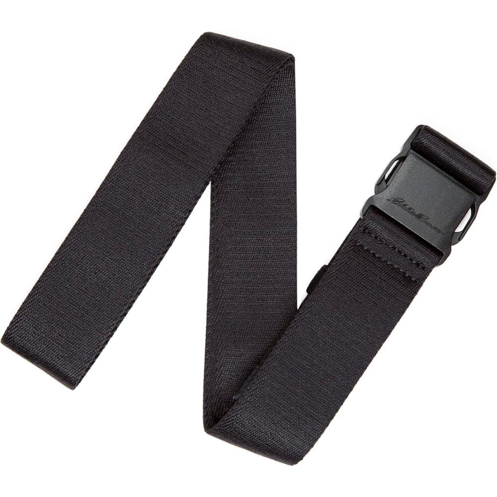 imageEddie Bauer mens Mens Active Stretch Webbing Belts With Quick Release Buckle Multiple Colors One Size Fits MostBlack