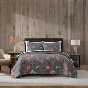 Eddie Bauer – Twin Quilt Set, Reversible Bedding with Matching Sham, Medium-Weight for Year Round Use, Dorm Essentials (Classic Patchwork Green)(Block Patchwork Green)