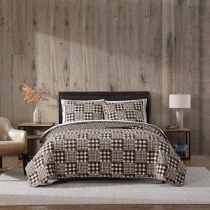 Eddie Bauer – Twin Quilt Set, Reversible Bedding with Matching Sham, Medium-Weight for Year Round Use, Dorm Essentials (Classic Patchwork Green)(Gingham Patchwork Brown)