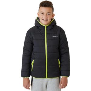 Eddie Bauer Boys’ Reversible Jacket – Waterproof Lightweight Fleece Lined Hooded Puffer Coat – Boys Outerwear Jacket (5-20)(Black)