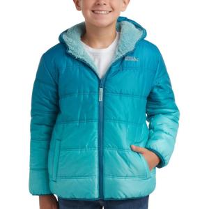 Eddie Bauer Boys’ Reversible Jacket – Waterproof Lightweight Fleece Lined Hooded Puffer Coat – Boys Outerwear Jacket (5-20)(Marine Blue)