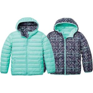 Eddie Bauer Girls’ Jacket – CirrusLite Weather Resistant Down Coat for Girls – Insulated Quilted Bubble Puffer (3-20)(Aqua – Reversible)