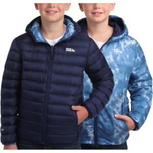 Eddie Bauer Kids’ Reversible Jacket – Weather Resistant Quilted Down Coat for Boys and Girls (3-20)(Navy/Sky)