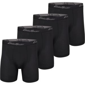 Eddie Bauer Men’s 5″ No Fly Performance Boxer Brief Underwear (3 Pack Or 4 Pack)(Brushed: Black)