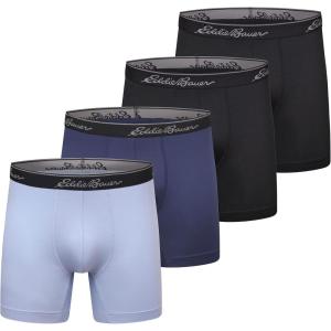 Eddie Bauer Men’s 5″ No Fly Performance Boxer Brief Underwear (3 Pack Or 4 Pack)(Brushed: Black/Steel/Pigment)