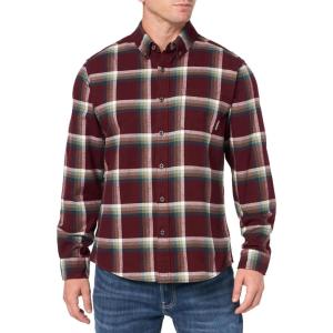Eddie Bauer Men’s Classic Fit Favorite Long-Sleeve Flannel Shirt(Burgundy)